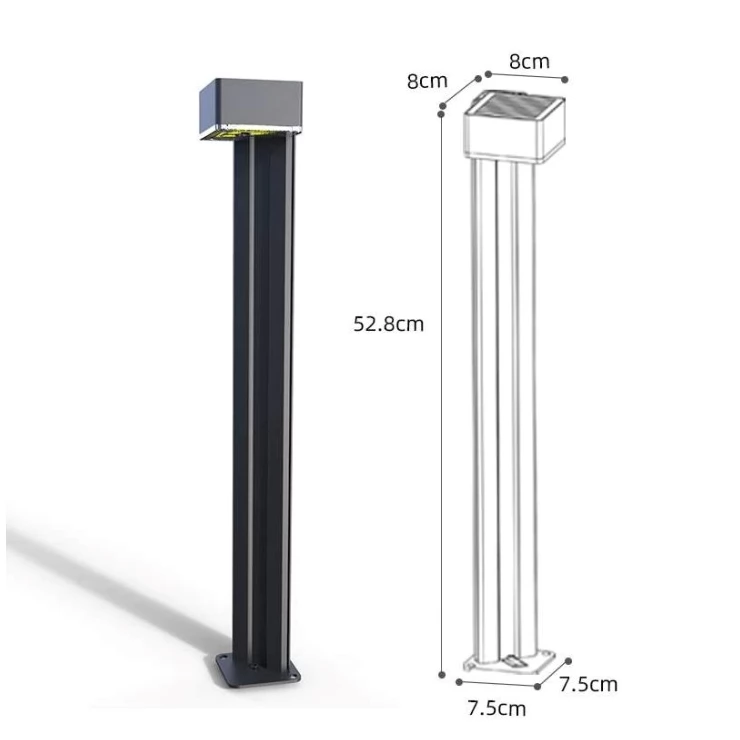 Solar Bollard Light 3W LED Heavy Duty Aluminium Pillar Garden Lamp Set