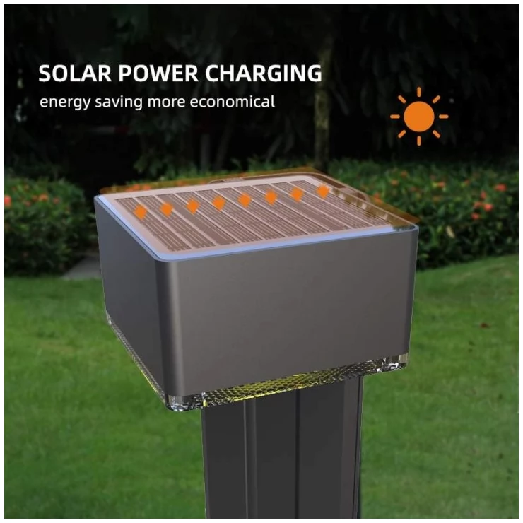 Solar Bollard Light 3W LED Heavy Duty Aluminium Pillar Garden Lamp Set