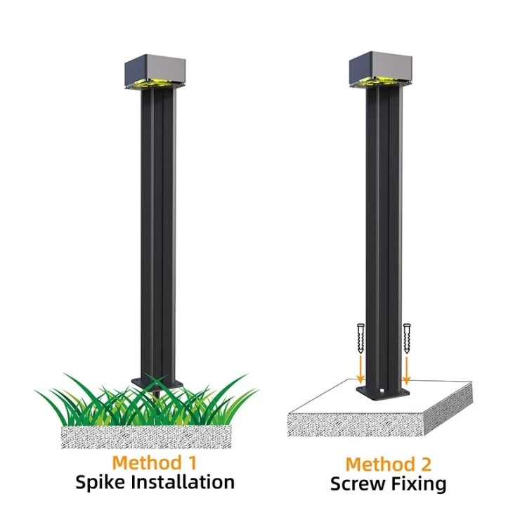 Solar Bollard Light 3W LED Heavy Duty Aluminium Pillar Garden Lamp Set