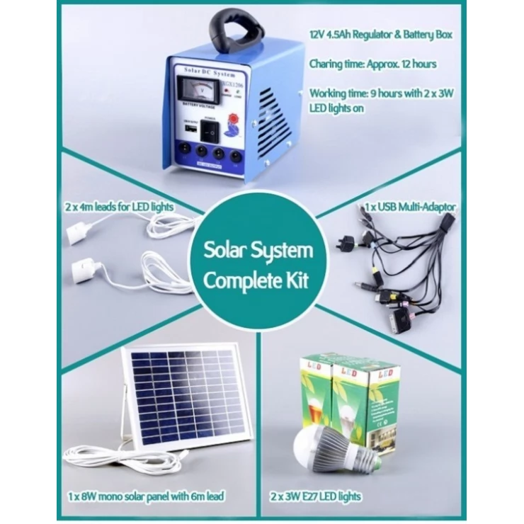 Multi-function Portable 8W Solar Power System Generator