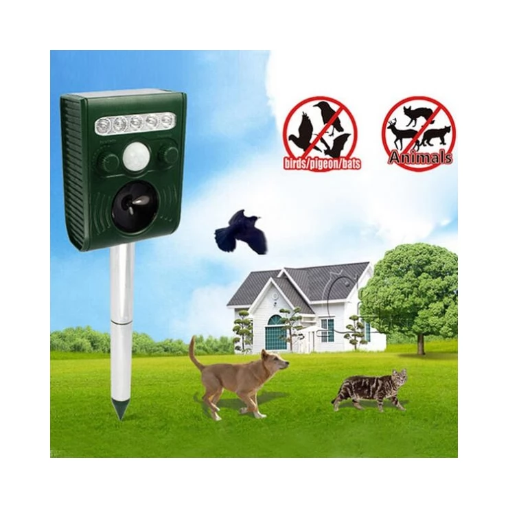 Solar Ultrasonic Animal Repeller PIR LED Light