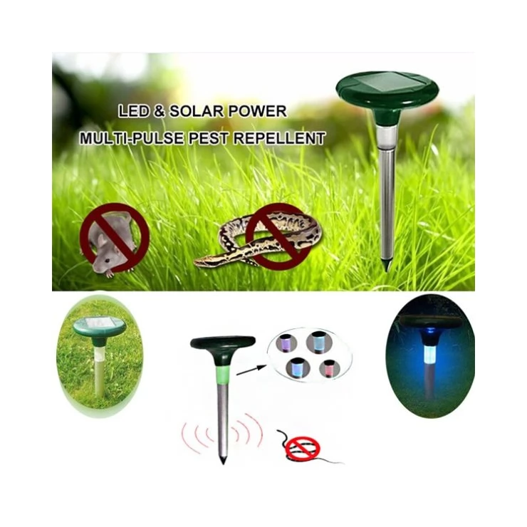 Solar Sonic Pest Snake Repeller with LED Light