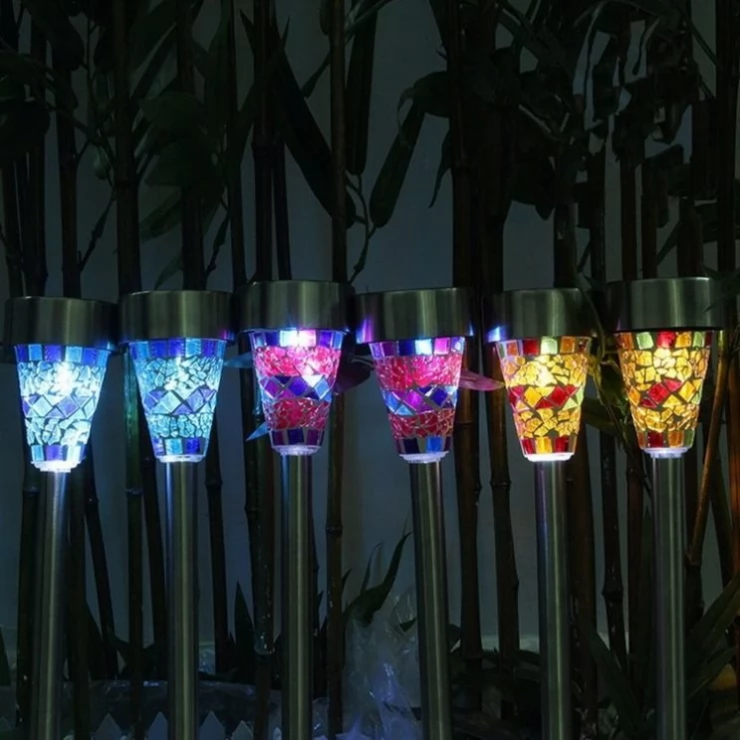 Solar garden light mosaic Stake LED Light Lawn Decoration Lamp